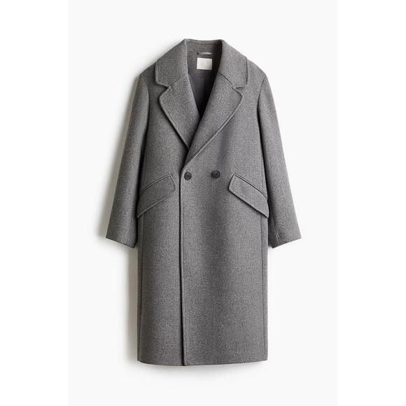 H&M Women's Double-Breasted Coat Size XS In Gray - Picture 3 of 13
